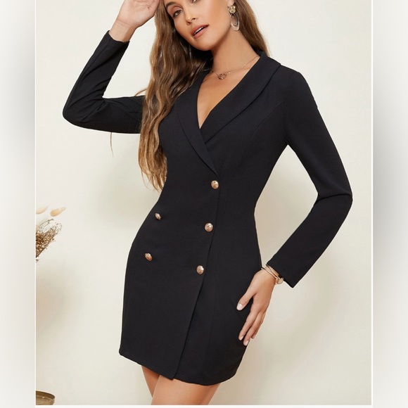 Black Double-breasted Blazer Dress - Picture 3 of 7